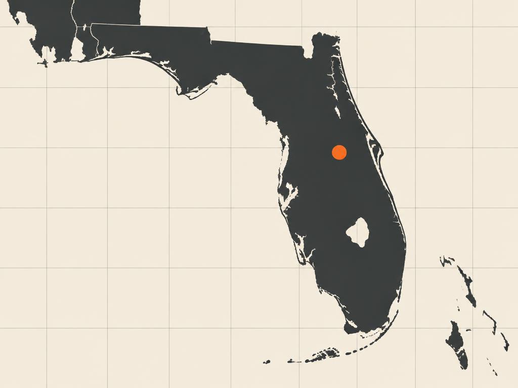 Map of Florida with the Central Florida service area marked near Orlando